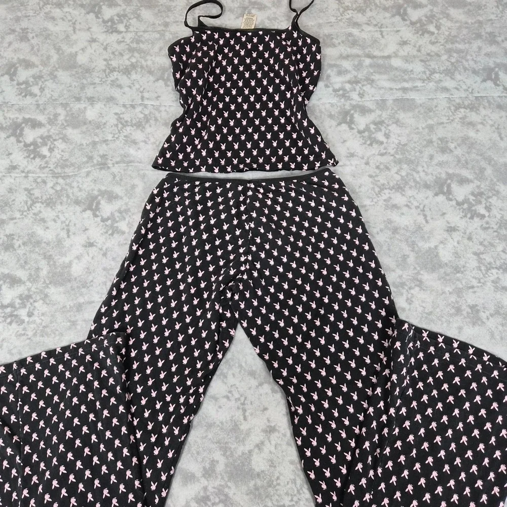 Vintage Playboy Pajama Set Womens Medium Y2K Trashy Chic McBling 2000s Lounge